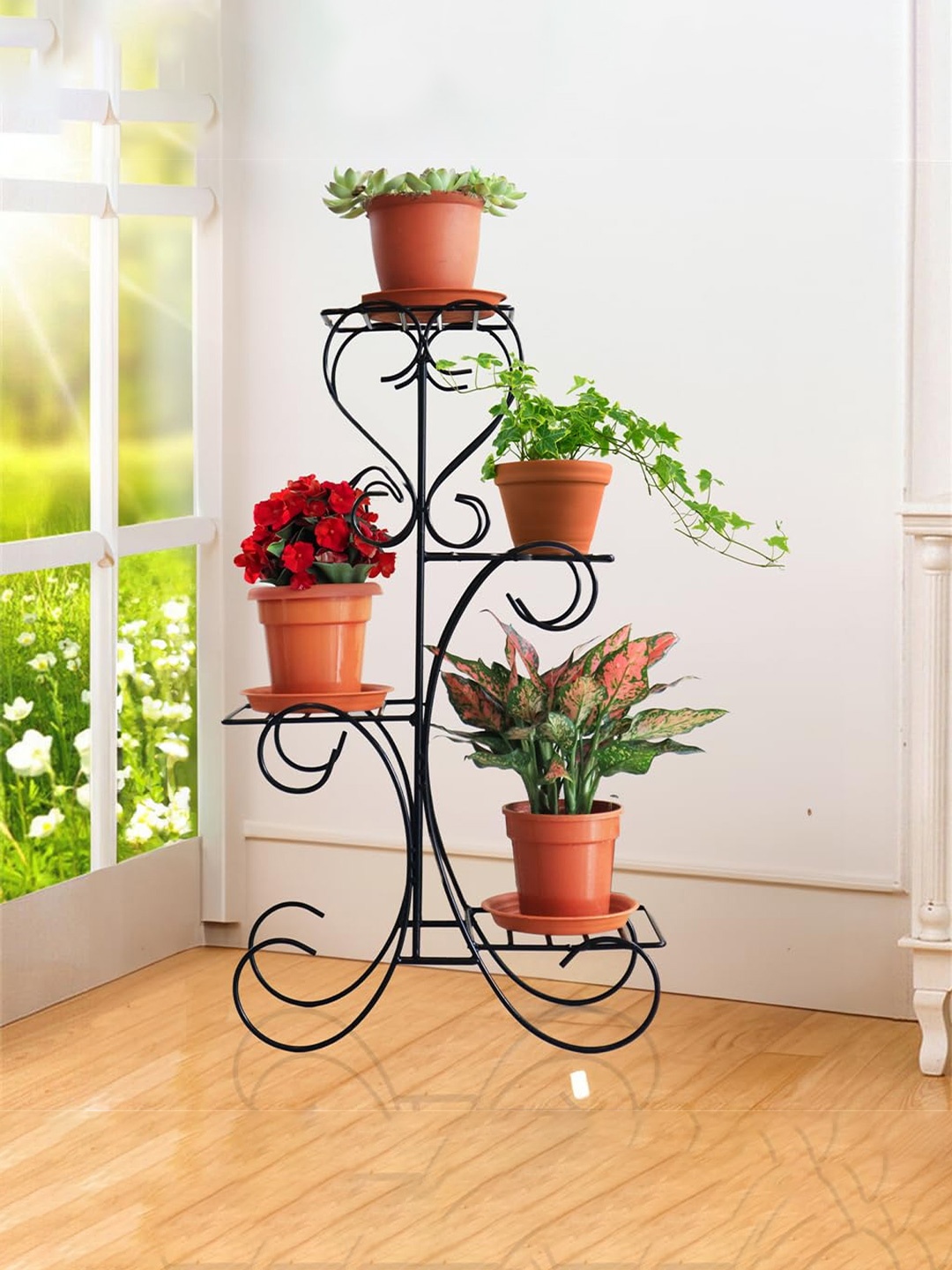 

TRUSTBASKET Bell Black Flower Planter Stand For Plants