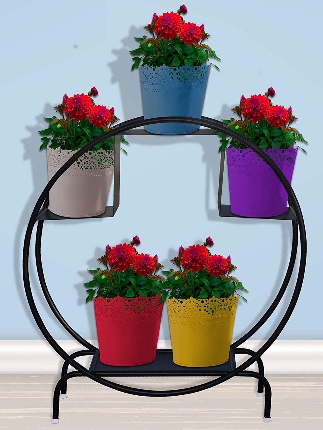

TRUSTBASKET Black Iron Hoop Round Pot Planer Stand