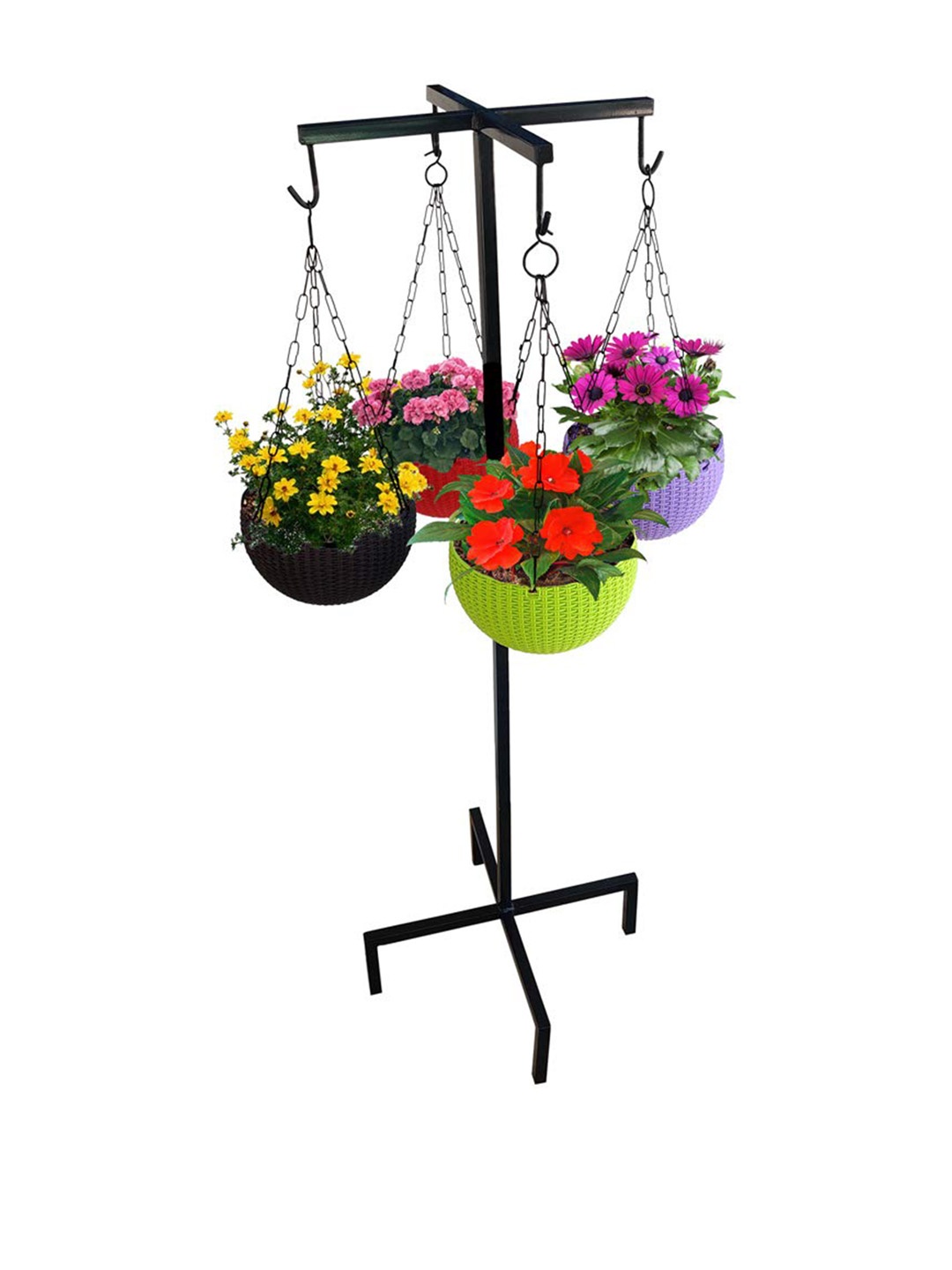 

TRUSTBASKET Clover Black Hanging Basket Planter Stand