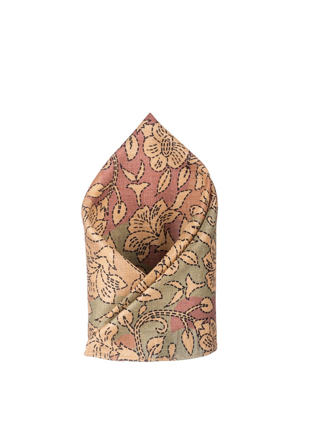 

The Tie Hub Men Printed Silk Cotton Pocket Square, Beige