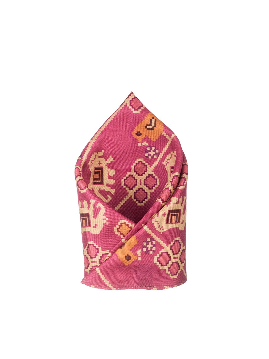 

The Tie Hub Men Printed Silk Cotton Pocket Square, Pink