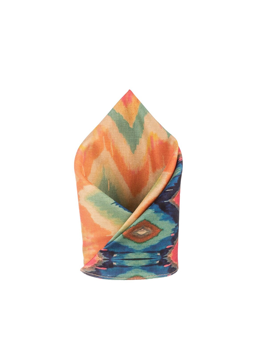 

The Tie Hub Men Printed Silk Cotton Pocket Square, Orange