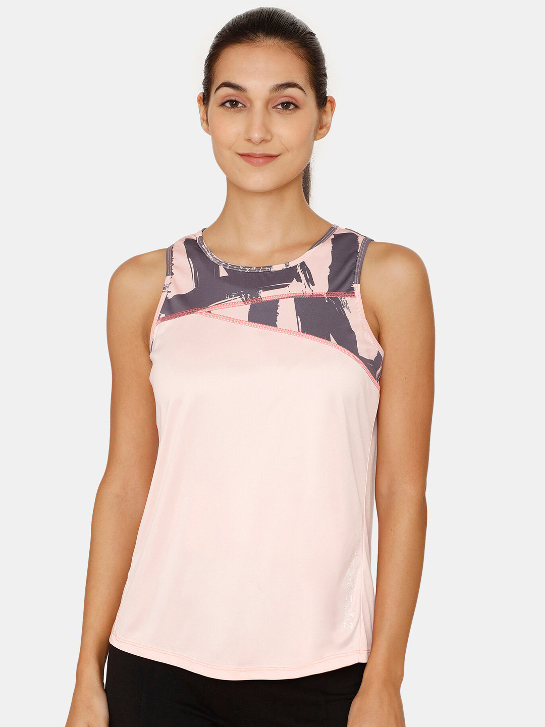 

Zelocity by Zivame Abstract Printed Sleeveless Tank Top, Pink
