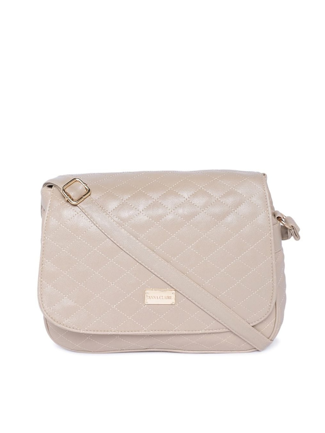 

Anna Claire Textured Structured Sling Bag With Quilted, Cream