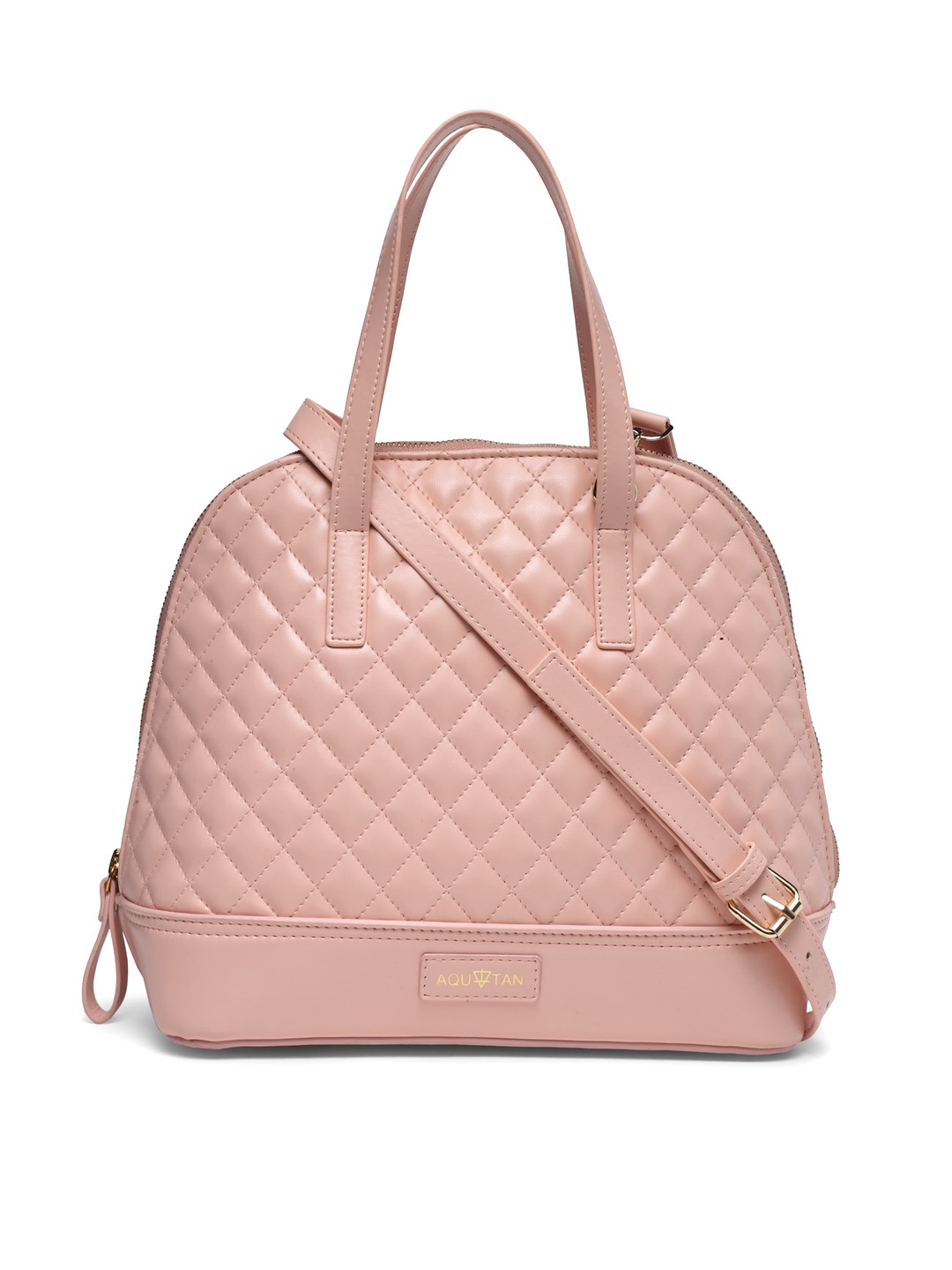 AQUATAN Quilted Shopper Handheld Bag with Crossbody Sling, Pink