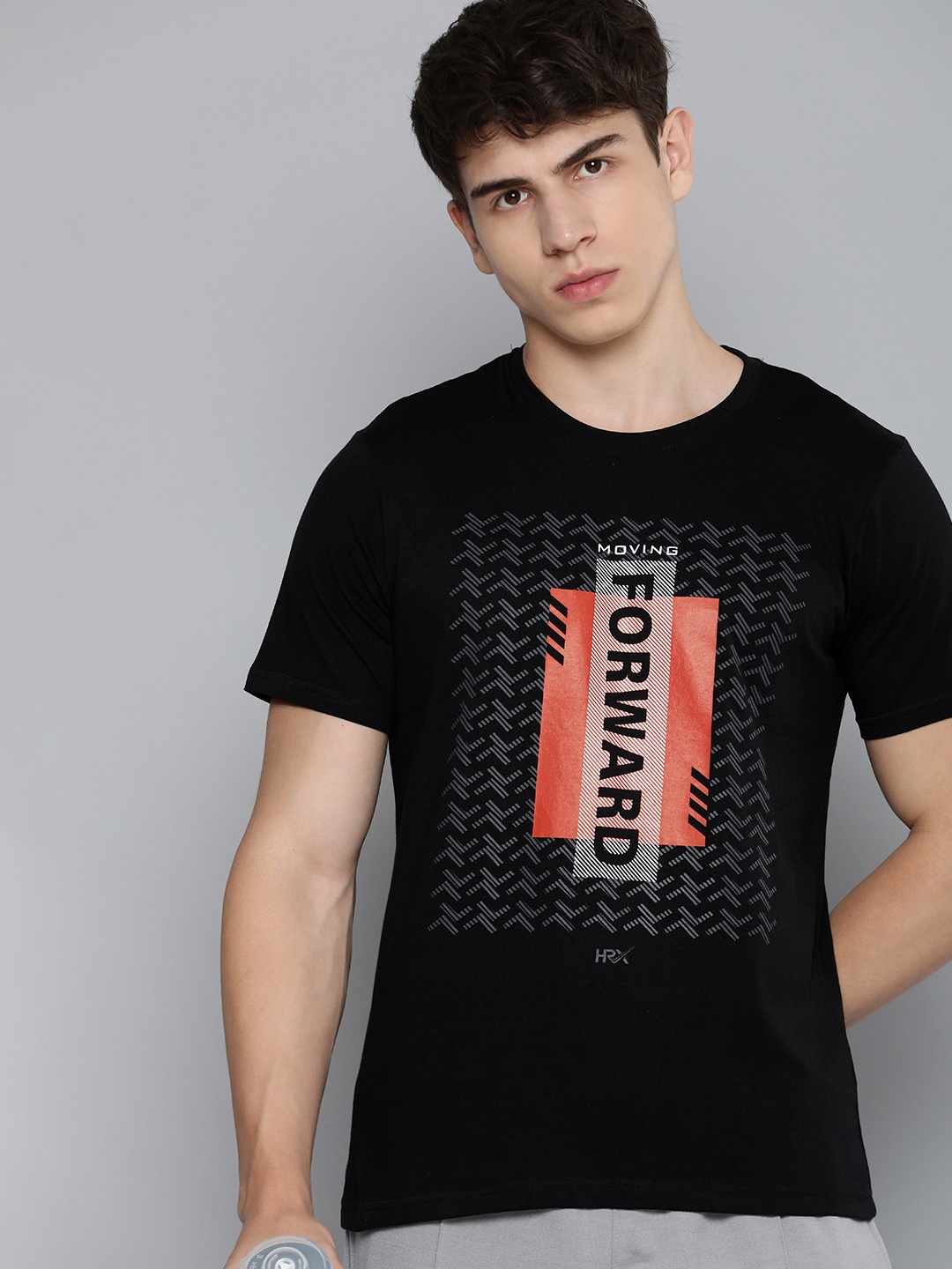 

HRX by Hrithik Roshan Men Graphic Printed Pure Cotton T-shirt, Black