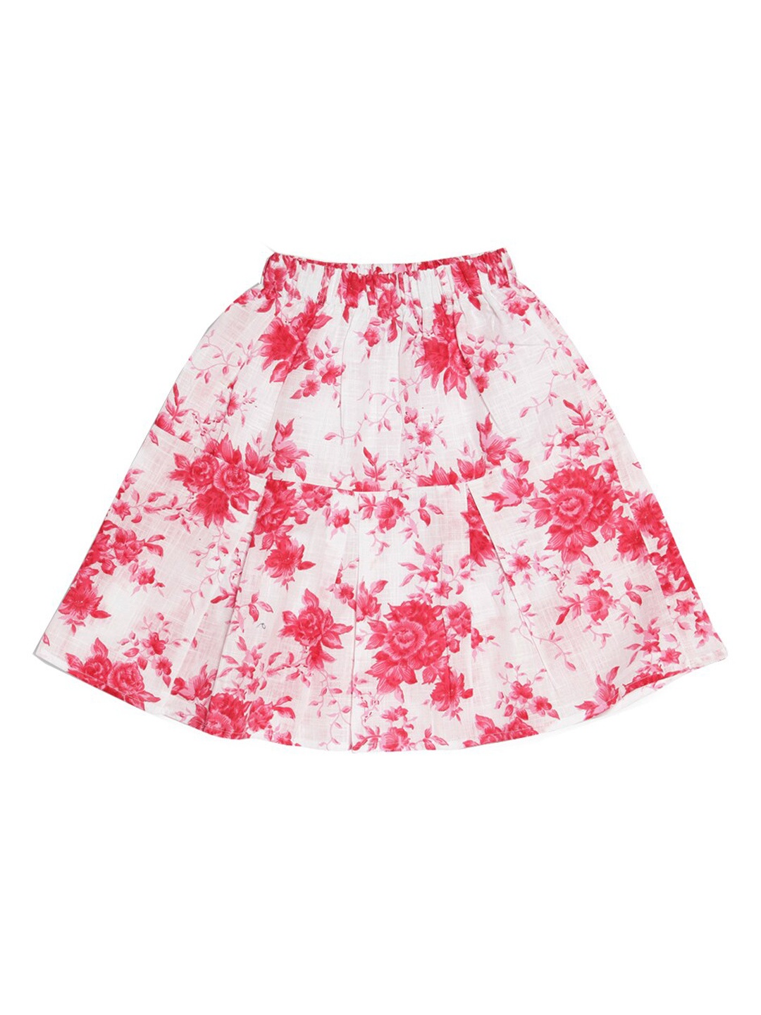 

SWEET ANGEL Girls Floral Printed Pure Cotton Knee Length A-Line Skirt, Red