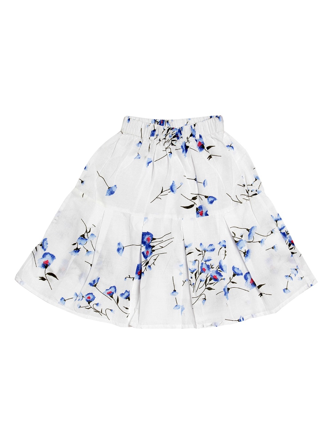 

SWEET ANGEL Girls Floral Printed Pure Cotton A-Line Knee Length Skirt, Blue