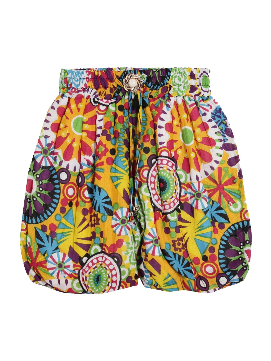 

SWEET ANGEL Girls Floral Printed Loose Fit High-Rise Outdoor Shorts, Yellow