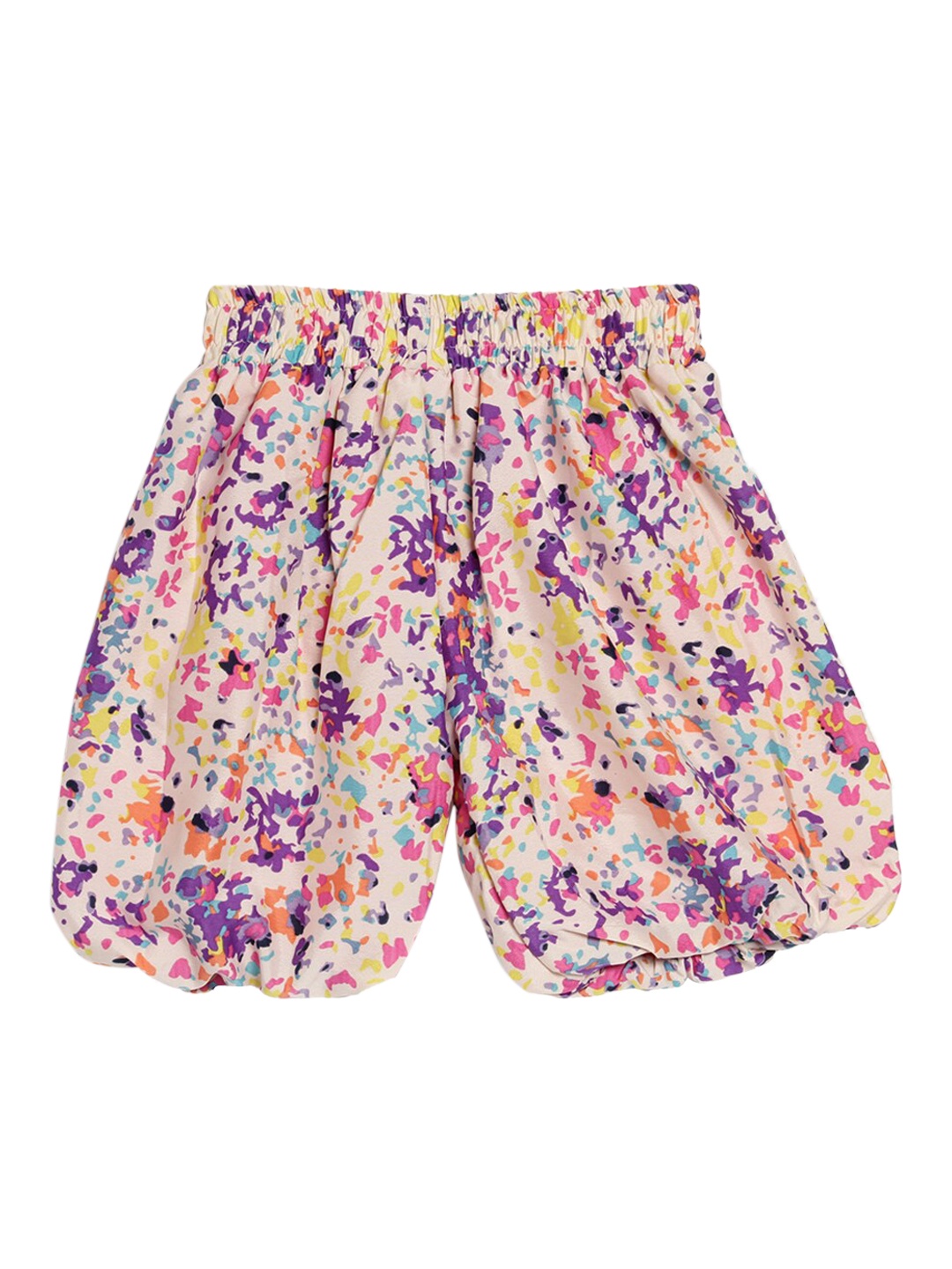 

SWEET ANGEL Girls Floral Printed Loose Fit High-Rise Shorts, Peach