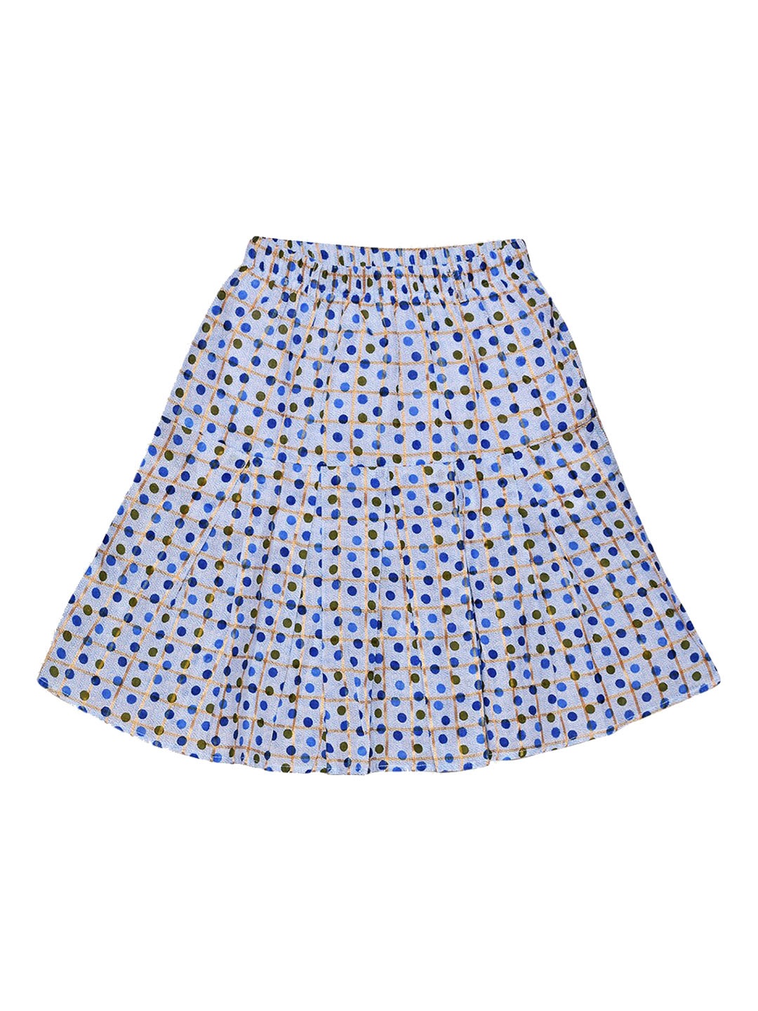 

SWEET ANGEL Girls Printed Knee-Length Pure Cotton A-Line Skirt, Blue