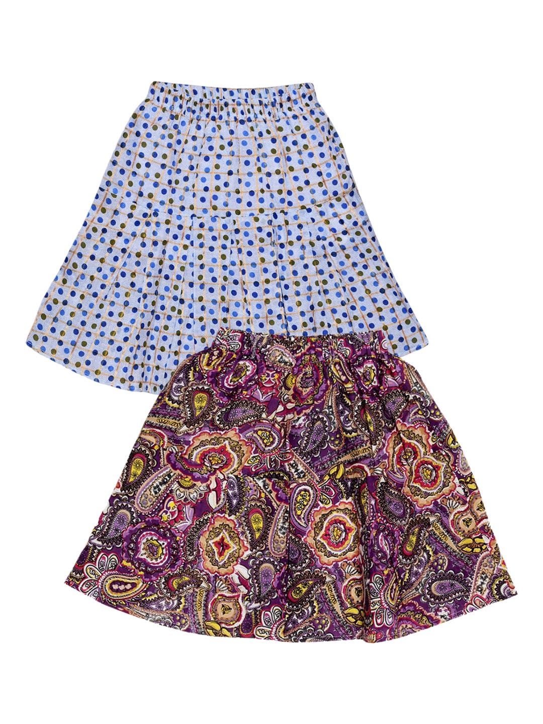 

SWEET ANGEL Girls Pack Of 2 Printed Pure Cotton Skirts, Blue