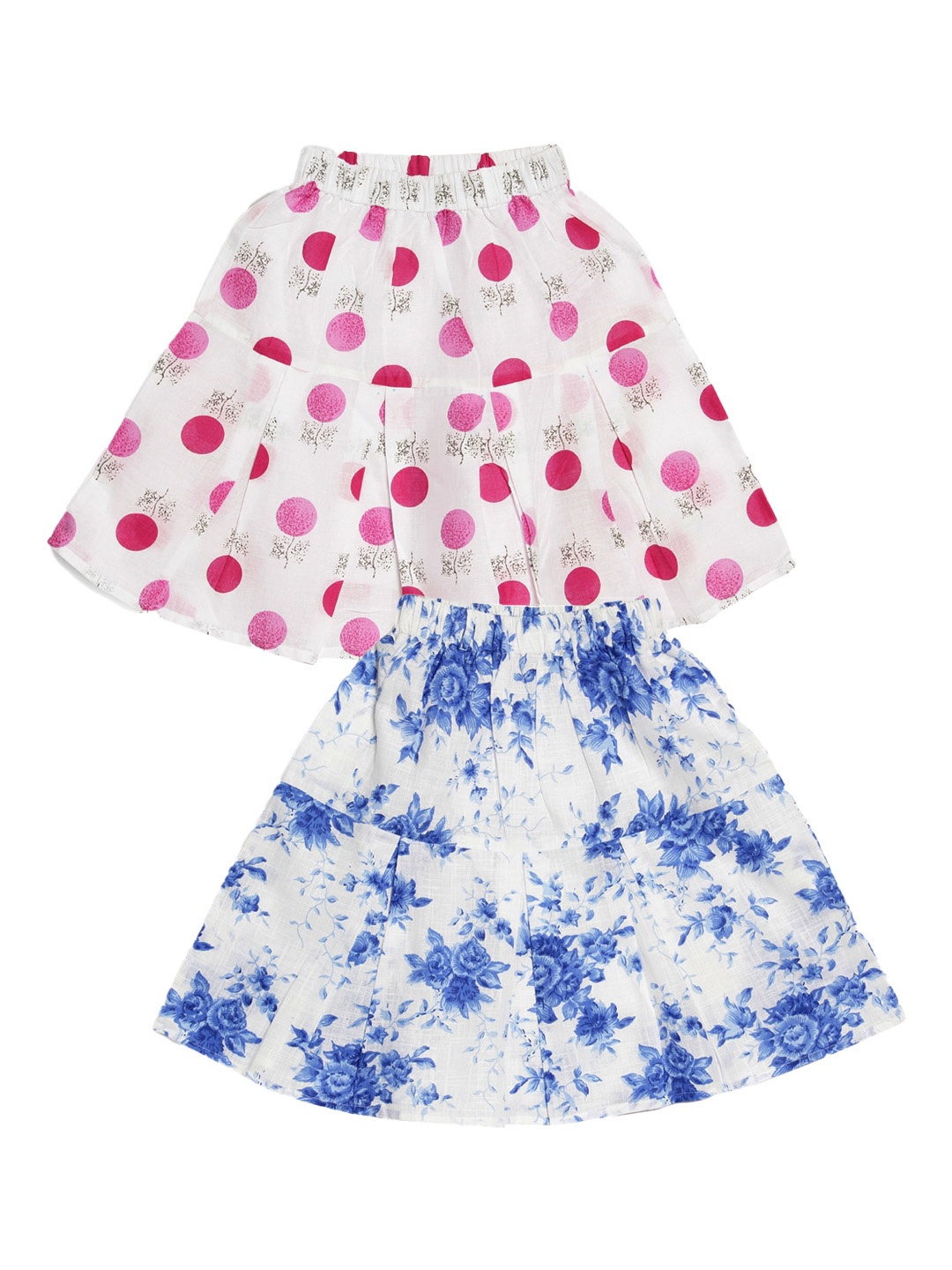 

SWEET ANGEL Girls Pack Of 2 Printed A-Line Pure Cotton Skirts, White