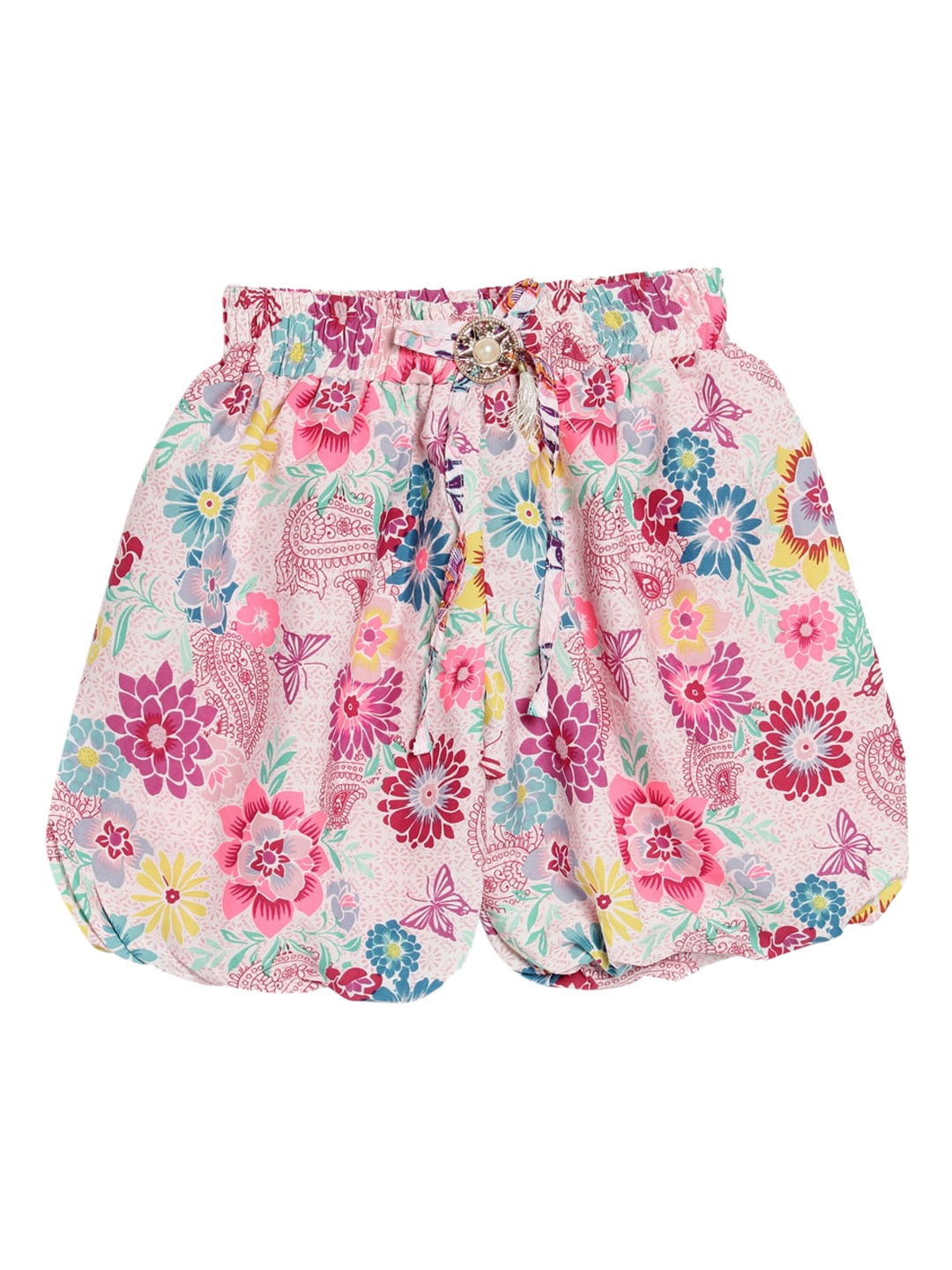 

SWEET ANGEL Girls Floral Printed Loose Fit High-Rise Outdoor Shorts, Pink