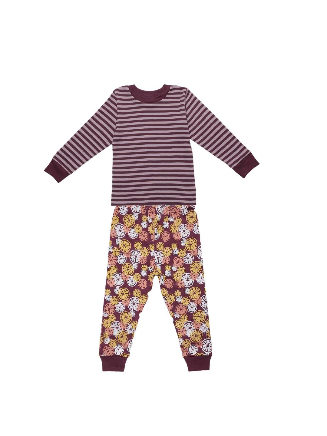 

Nino Bambino Kids Striped Organic Cotton T-shirt with Pyjamas, Purple