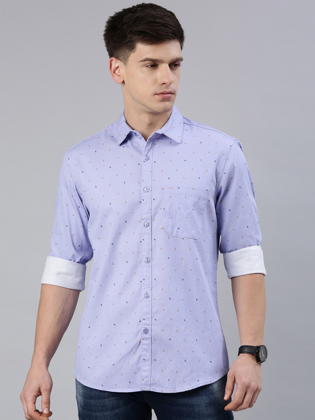 

Chennis Floral Printed Cotton Casual Shirt, Blue