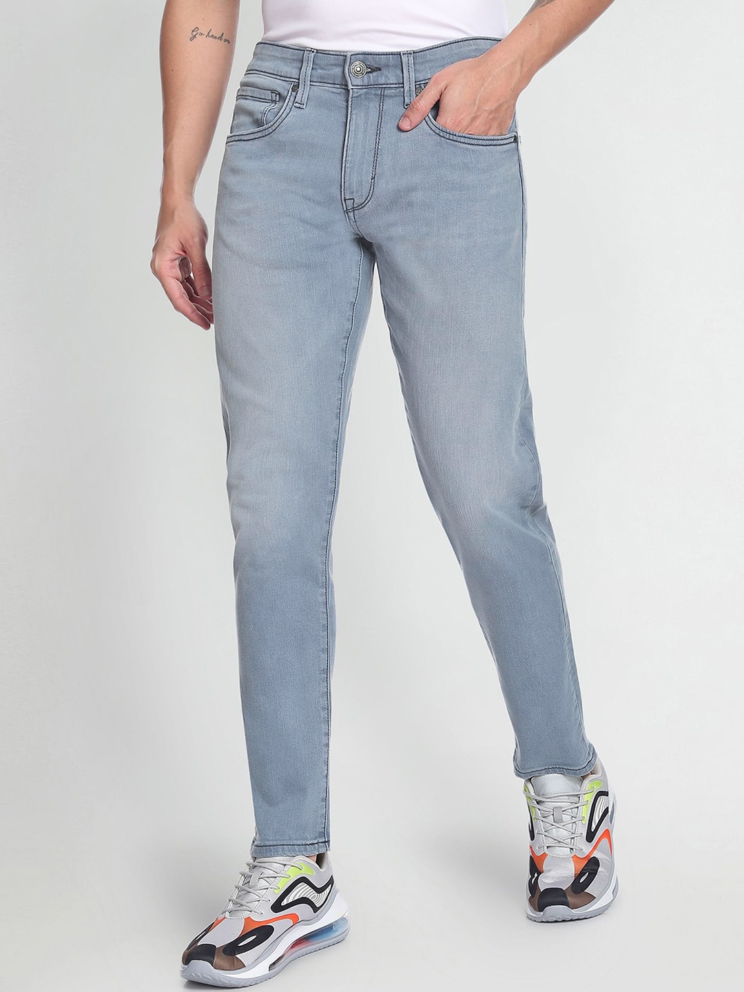 

Flying Machine Slim Tapered Stone Wash Classic Vintage Jeans, Blue