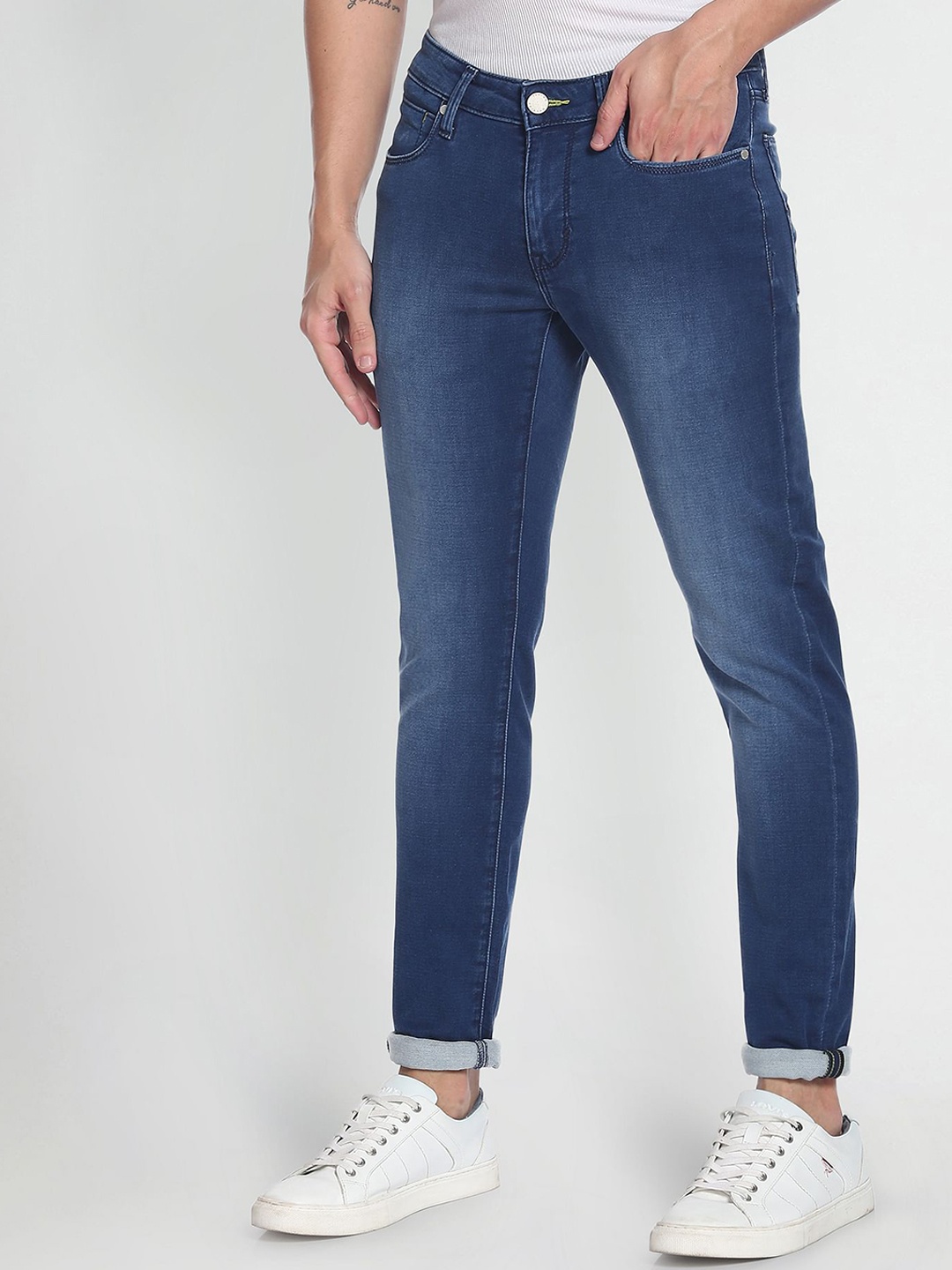 

Flying Machine Men Super Skinny Fit Low-Rise Light Fade Stretchable Jeans, Blue