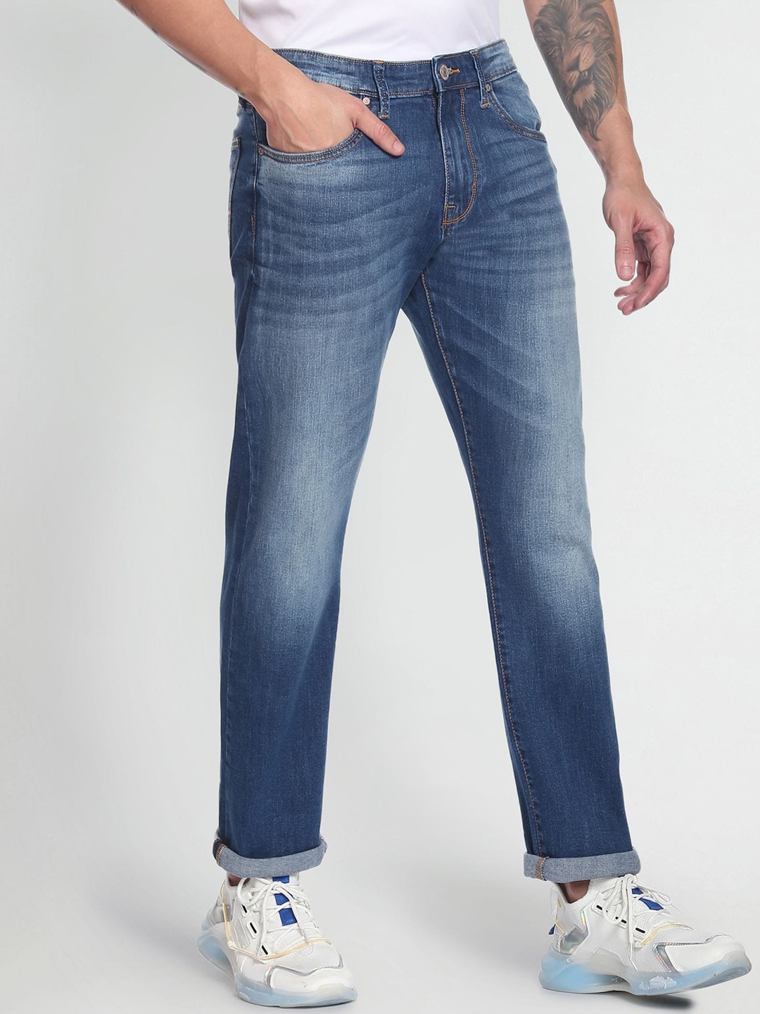 

Flying Machine F-Jango Straight Fit Washed Classic Vintage Jeans, Blue
