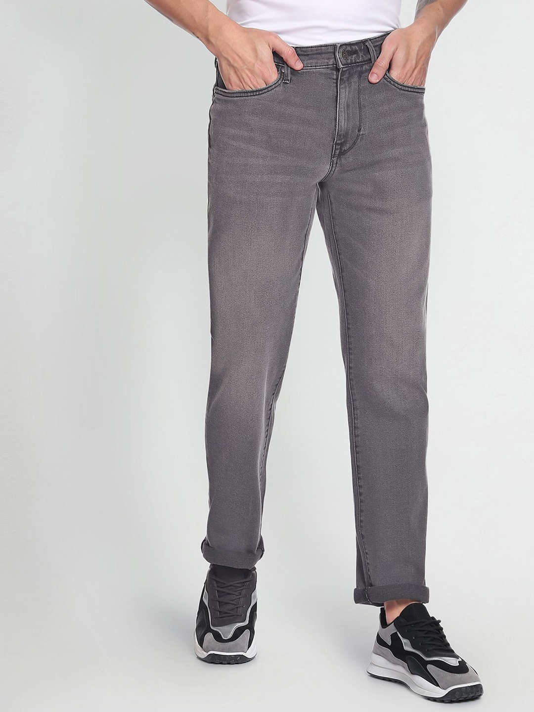 

Flying Machine Slim Straight Fit Stone Wash Classic Vintage Jeans, Grey