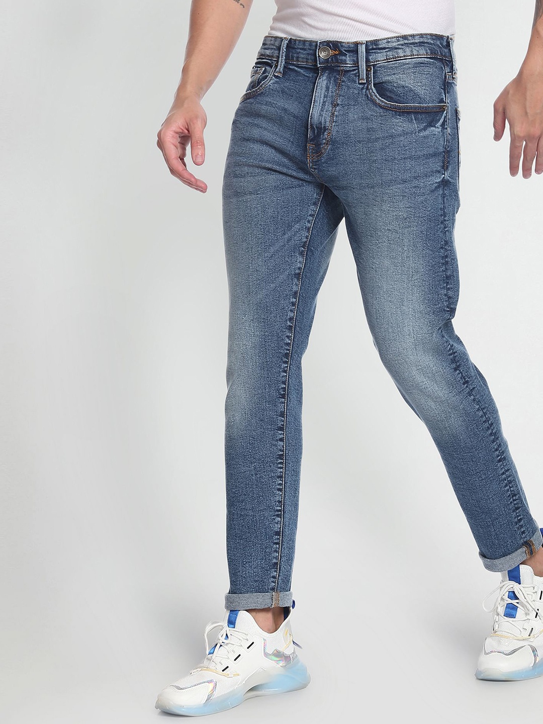 Flying Machine Men Tapered Fit Clean Look Heavy Fade Jeans, Blue
