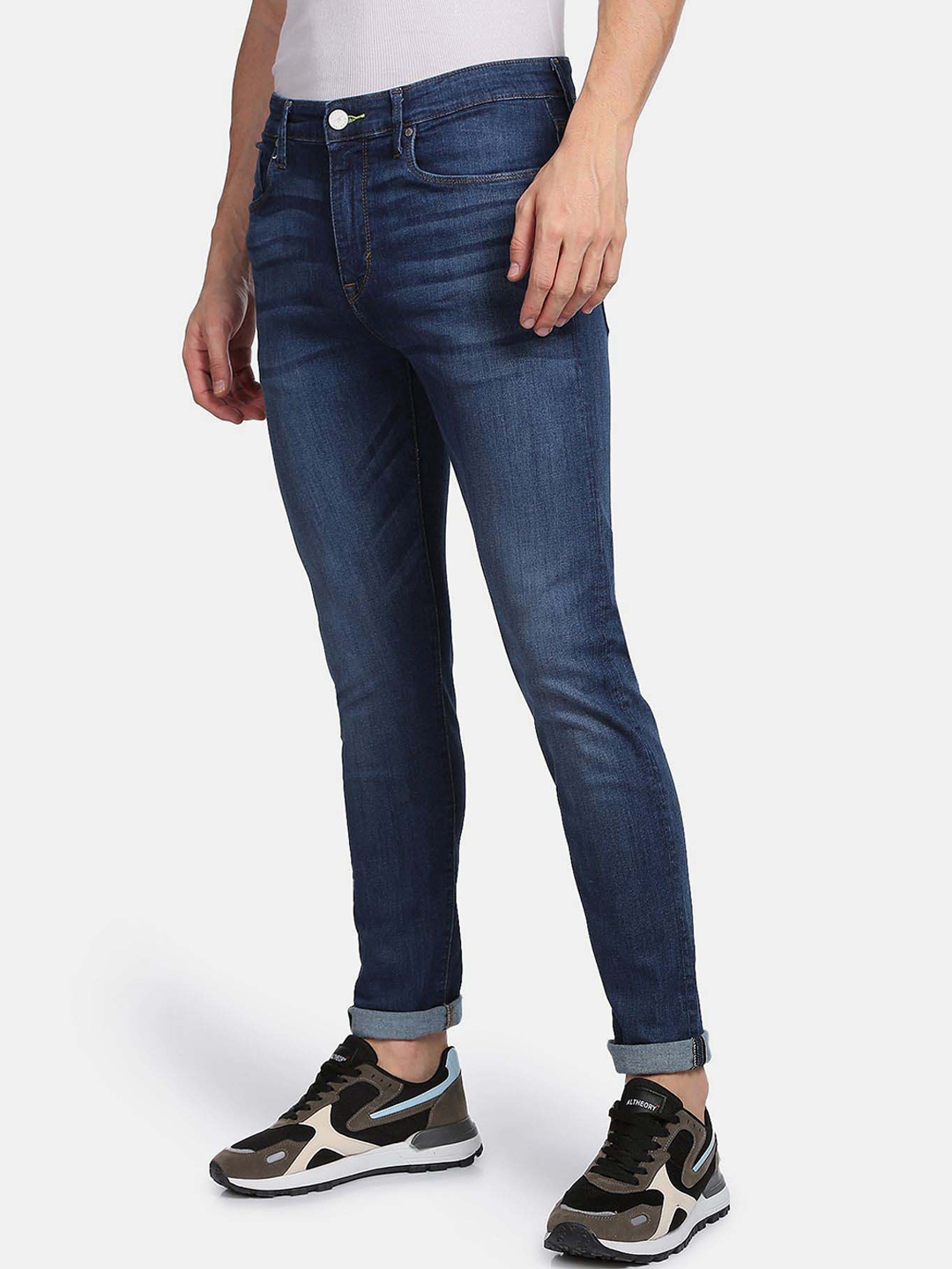 

Flying Machine Slash Slim Tapered Whiskered F-Lite Jeans, Navy blue