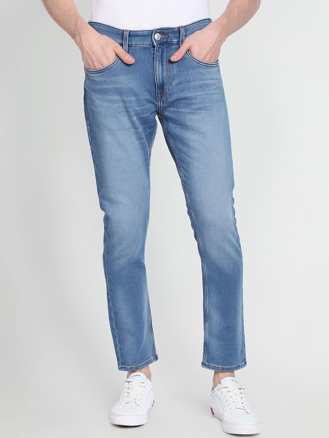 

U.S. Polo Assn. Denim Co. Men Heavy Fade Cropped Stretchable Jeans, Blue