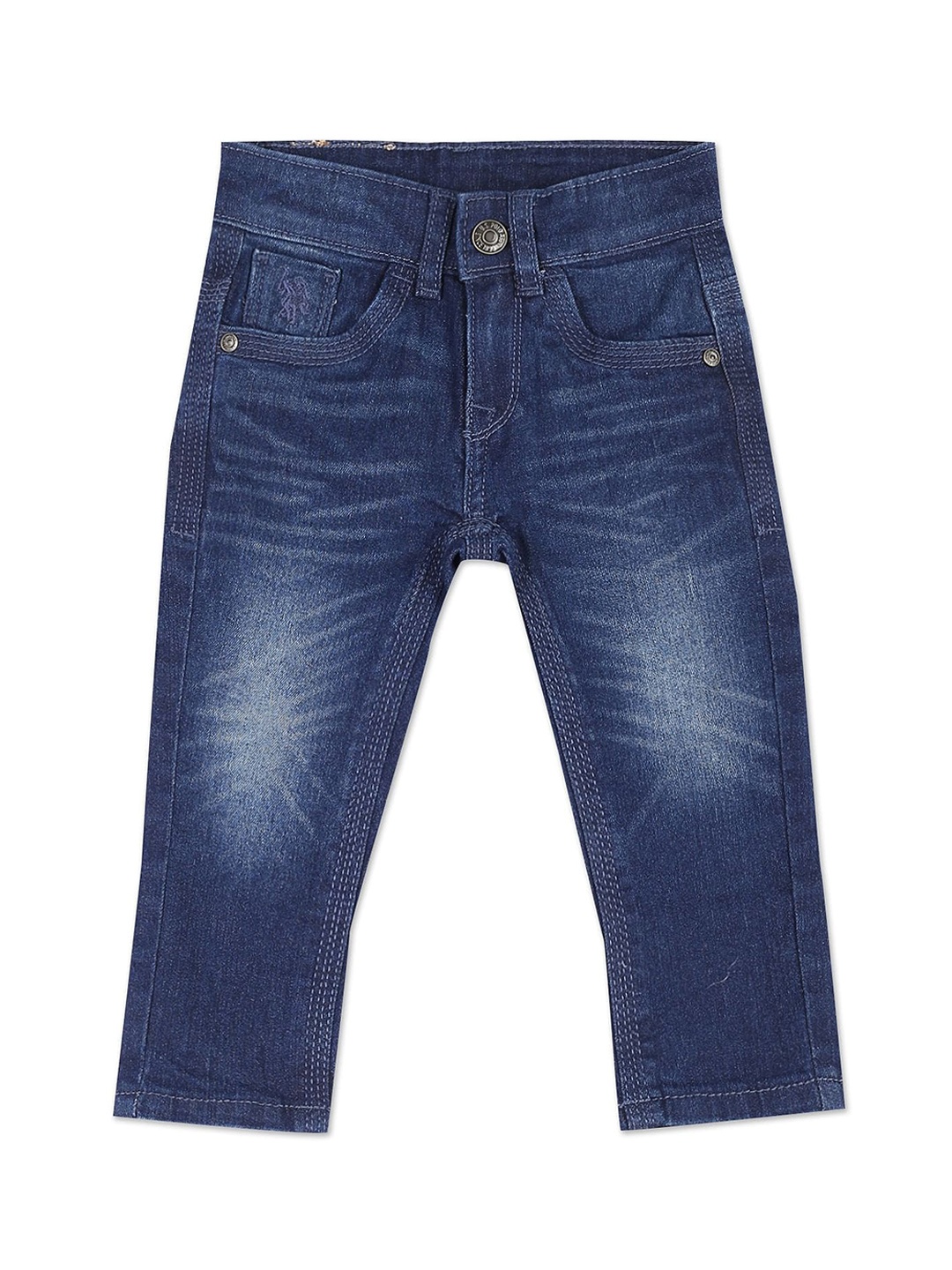

U.S. Polo Assn. Kids Boys Slim Fit Light Fade Stretchable Jeans, Navy blue