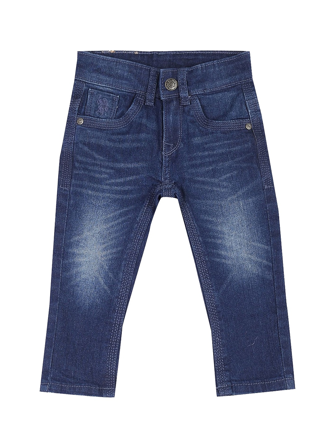 

U.S. Polo Assn. Kids Boys Slim Fit Mid-Rise Stretchable Light Fade Jeans, Blue