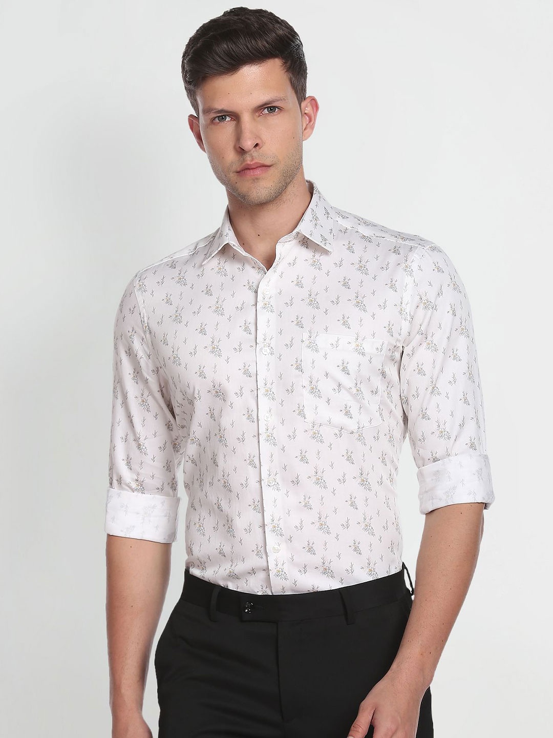 

Arrow Floral Printed Pure Cotton Casual Shirt, White