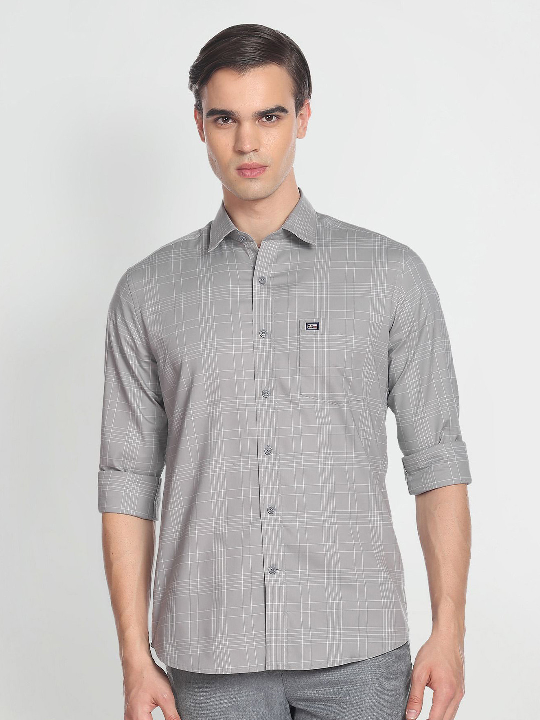 

Arrow Sport Slim Fit Tartan Checked Casual Shirt, Grey
