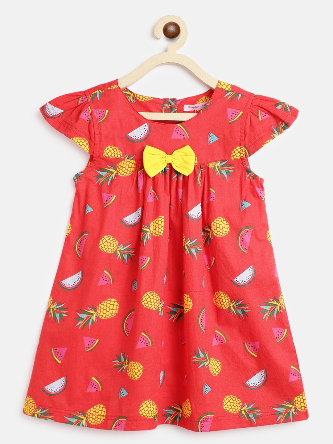 

Campana Girls Conversational Printed Cotton Empire Dress, Red