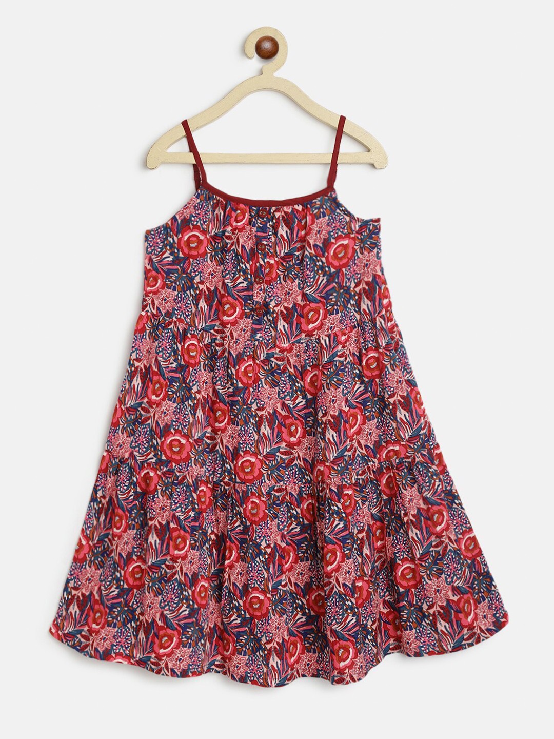 

Campana Girls Floral Printed A-Line Dress, Red