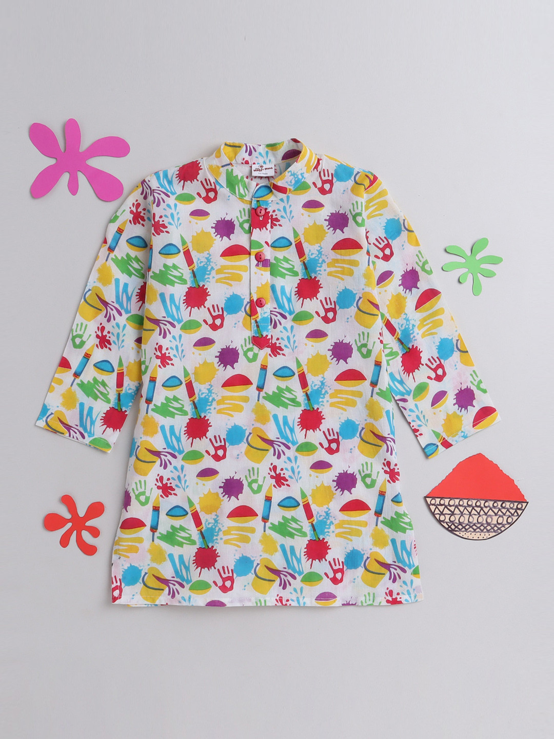 

The Magic Wand Boys Floral Printed Kurta, White