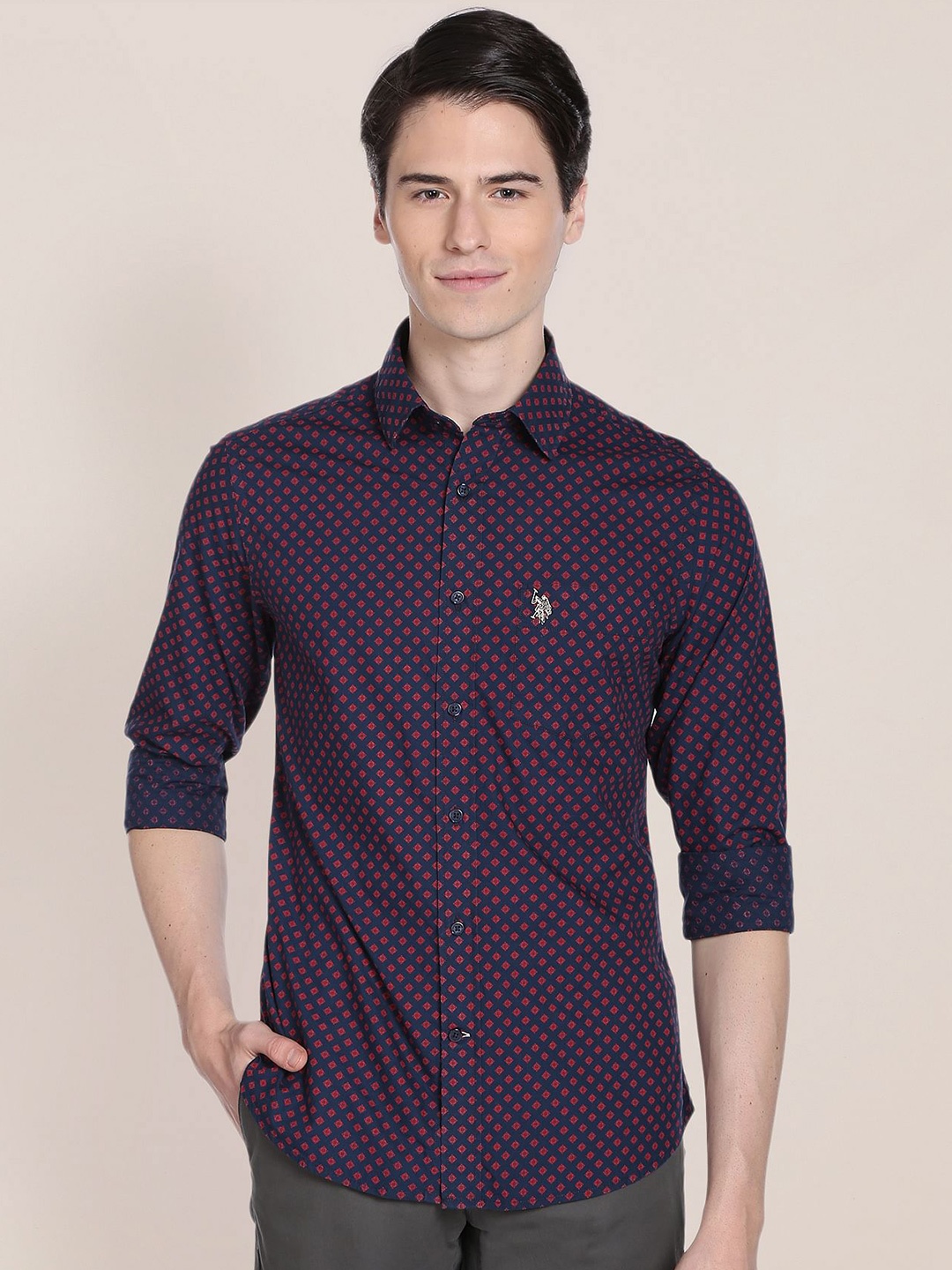 

U.S. Polo Assn. Printed Cotton Casual Shirt, Blue