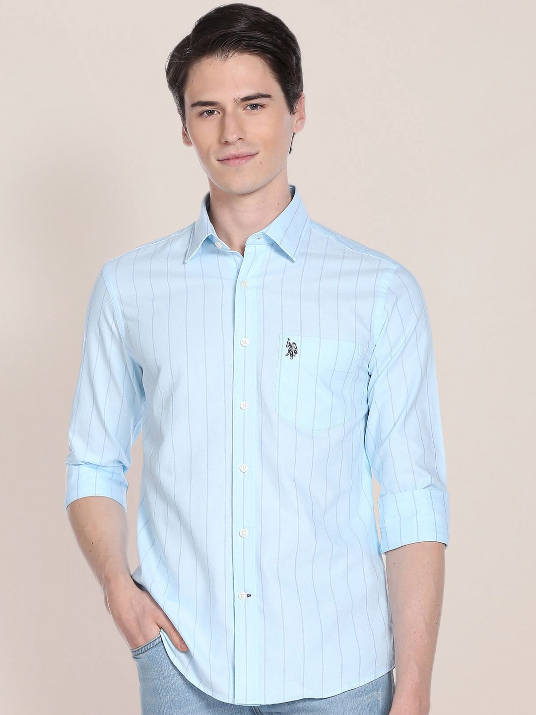 

U.S. Polo Assn. Striped Cotton Casual Shirt, Blue