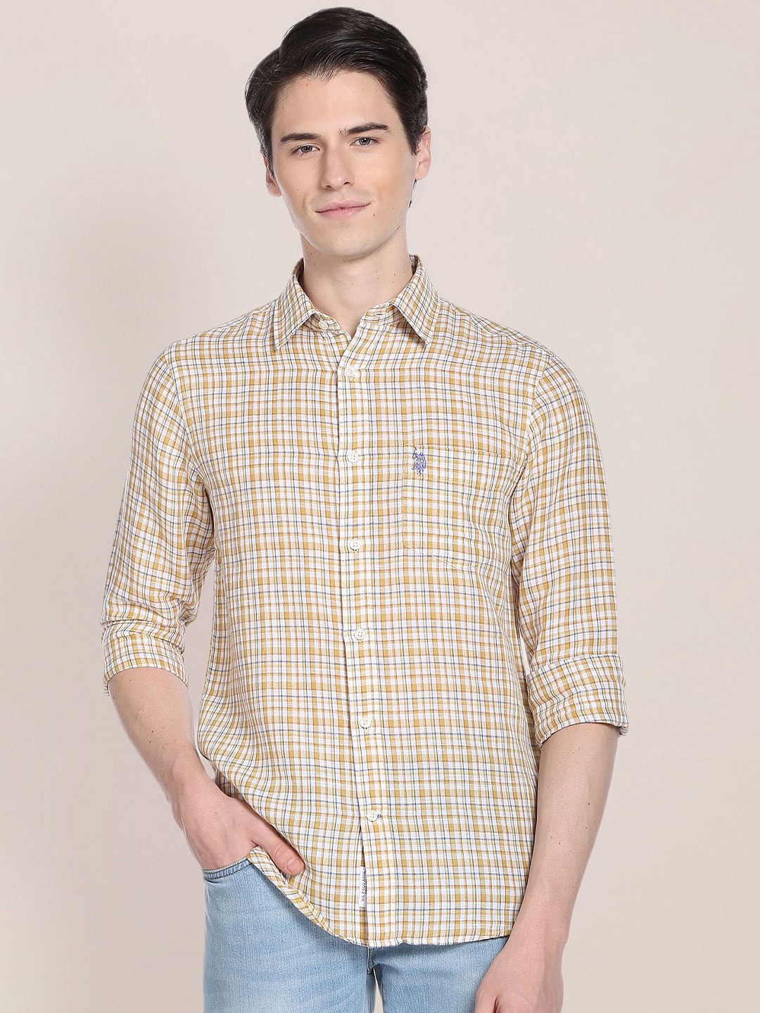

U.S. Polo Assn. Tartan Checks Checked Casual Shirt, Yellow