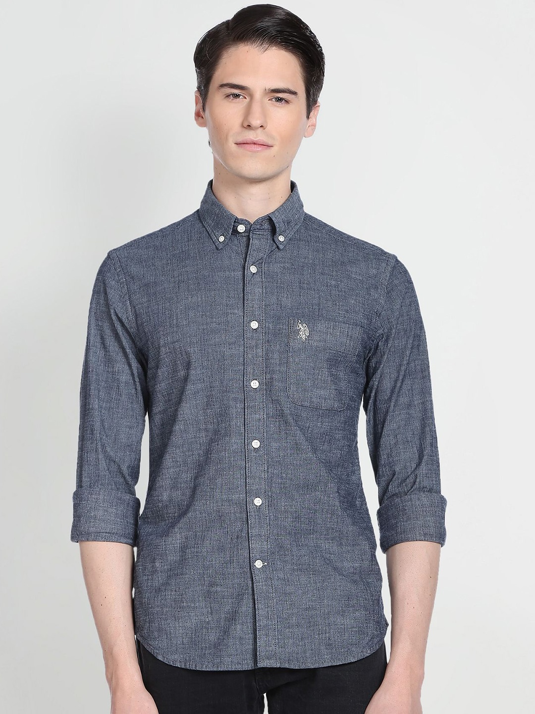 

U.S. Polo Assn. Denim Co. Button Down Collar Cotton Casual Shirt, Grey