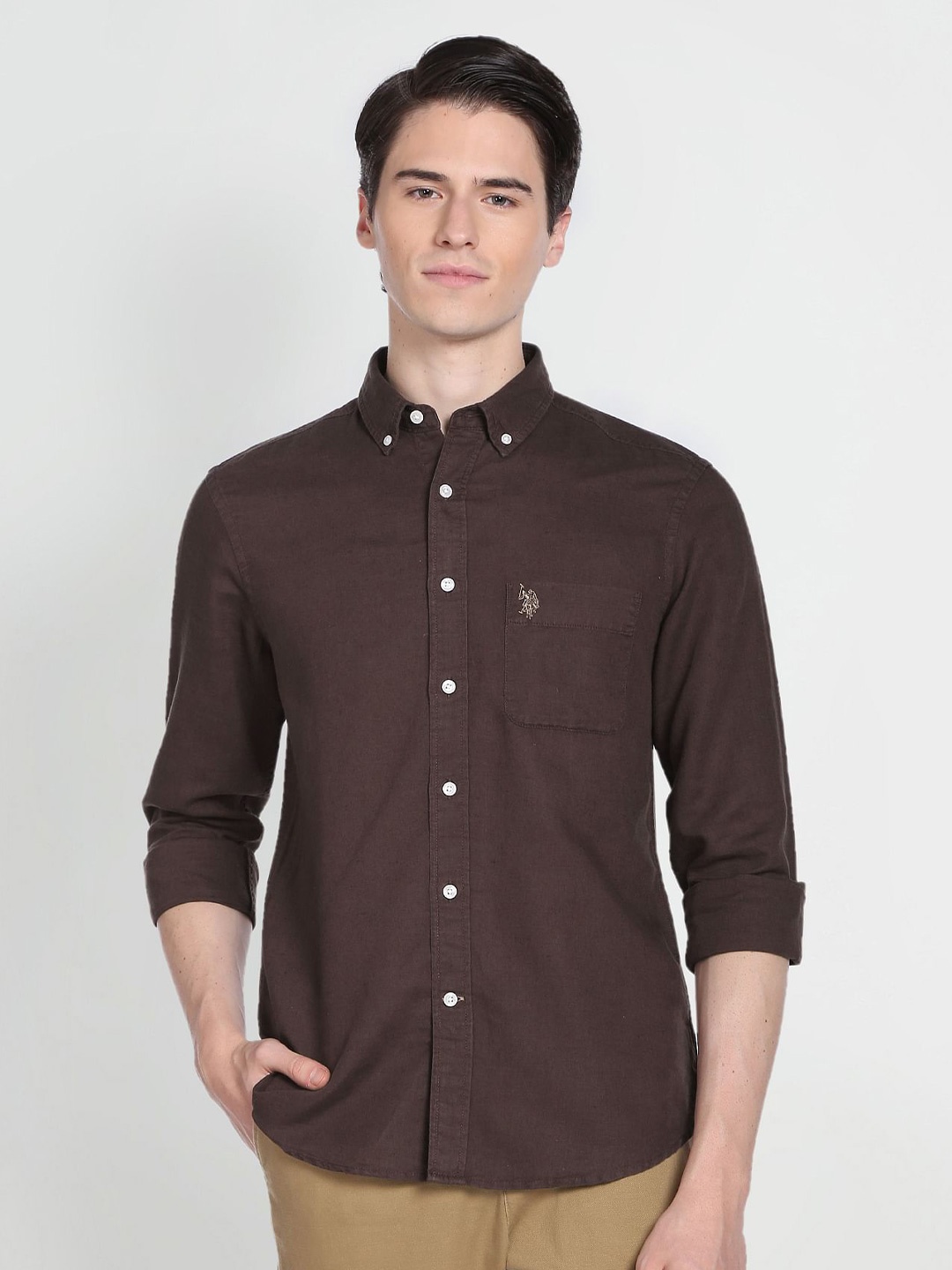 

U.S. Polo Assn. Denim Co. Button Down Collar Casual Shirt, Brown