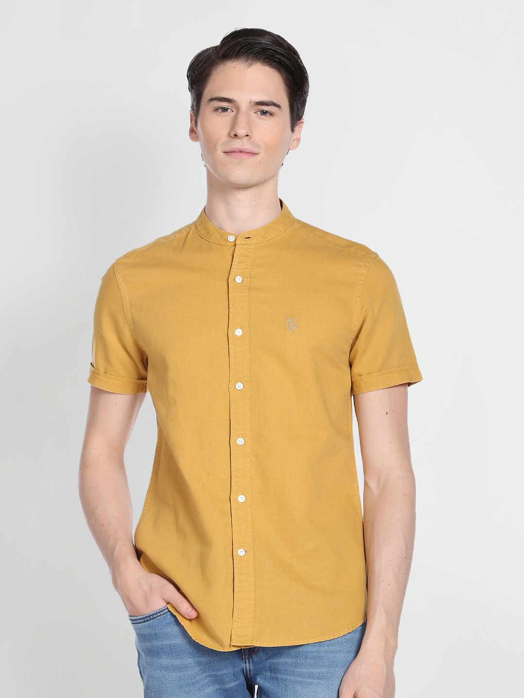 

U.S. Polo Assn. Denim Co. Mandarin Collar Casual Shirt, Yellow