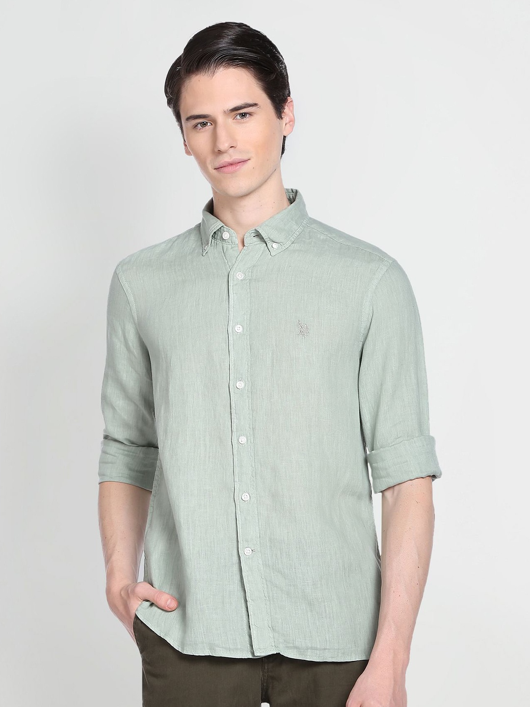 

U.S. Polo Assn. Denim Co. Button Down Collar Cotton Casual Shirt, Green