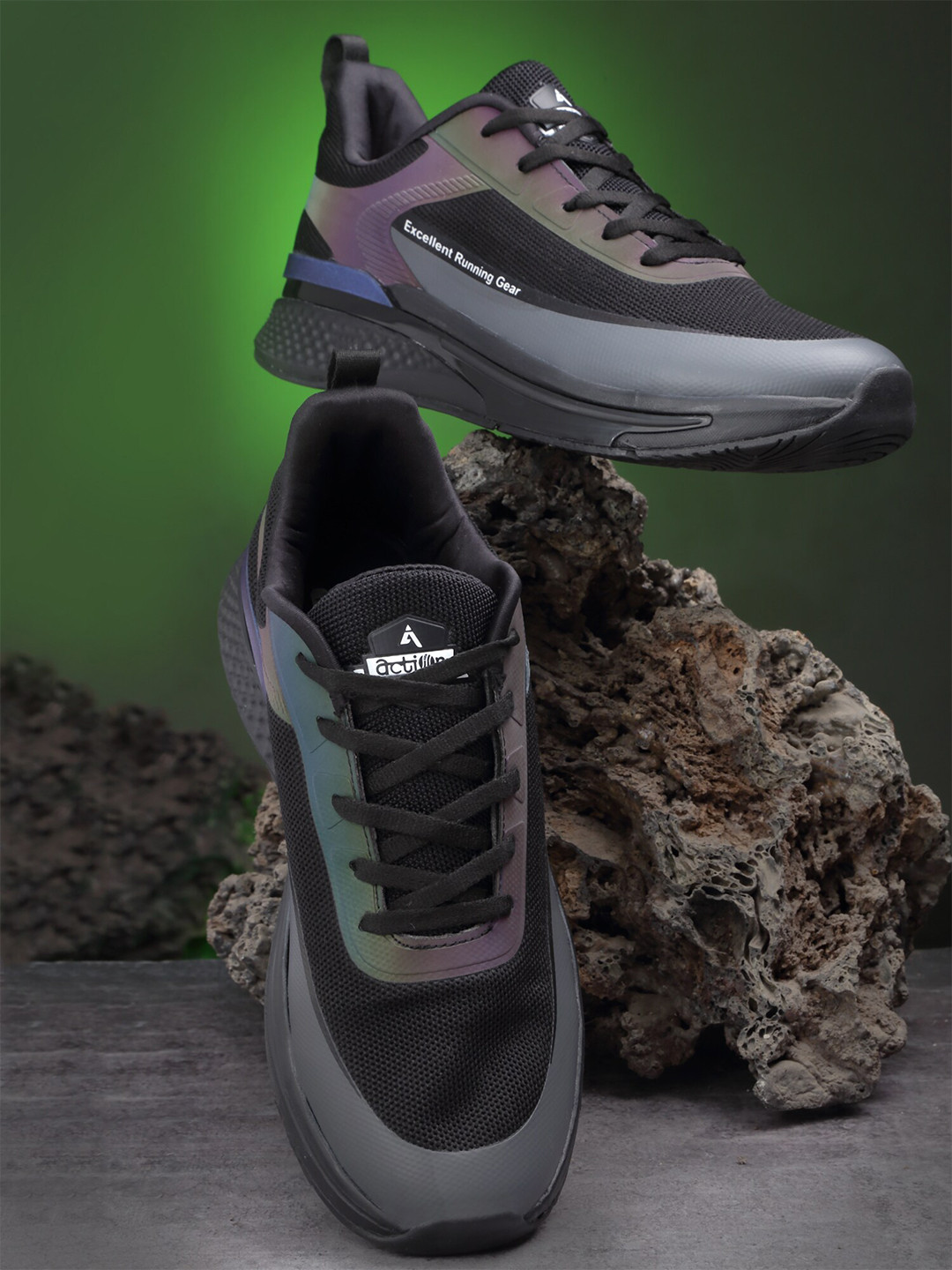 

Action Men Mesh Running Non-Marking Sports Shoes, Black