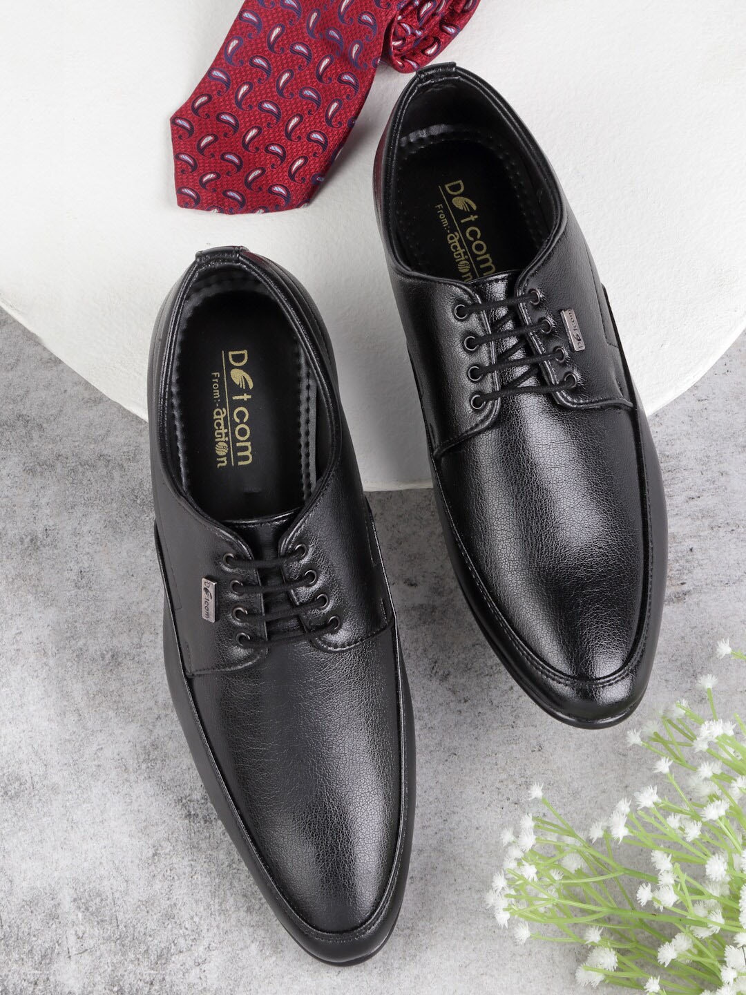 

Action Men Lace-Up Synthetic Leather Formal Derbys, Black