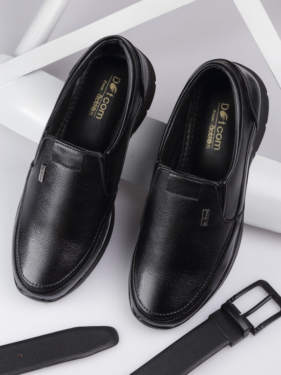 

Action Men Synthetic Leather Formal Slip-On Shoes, Black