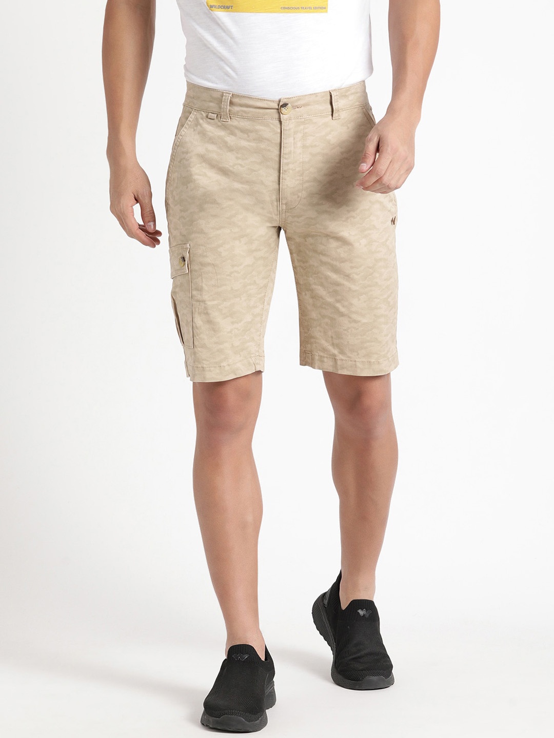 

Wildcraft Men Rapid-Dry Cotton Cargo Shorts, Beige