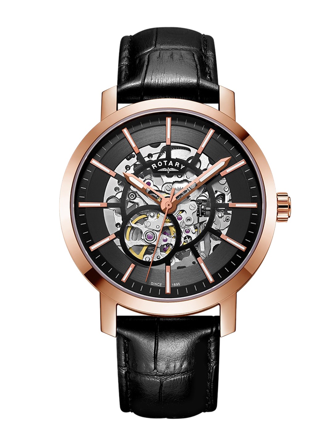 

Rotary Women Patterned Dial & Leather Textured Straps Analogue Watch GS05354 04, Black