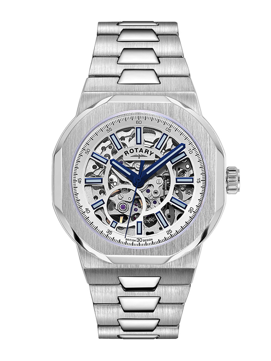

Rotary Men Skeleton Dial & Stainless Steel Straps Analogue Watch- GB05415/02, Silver