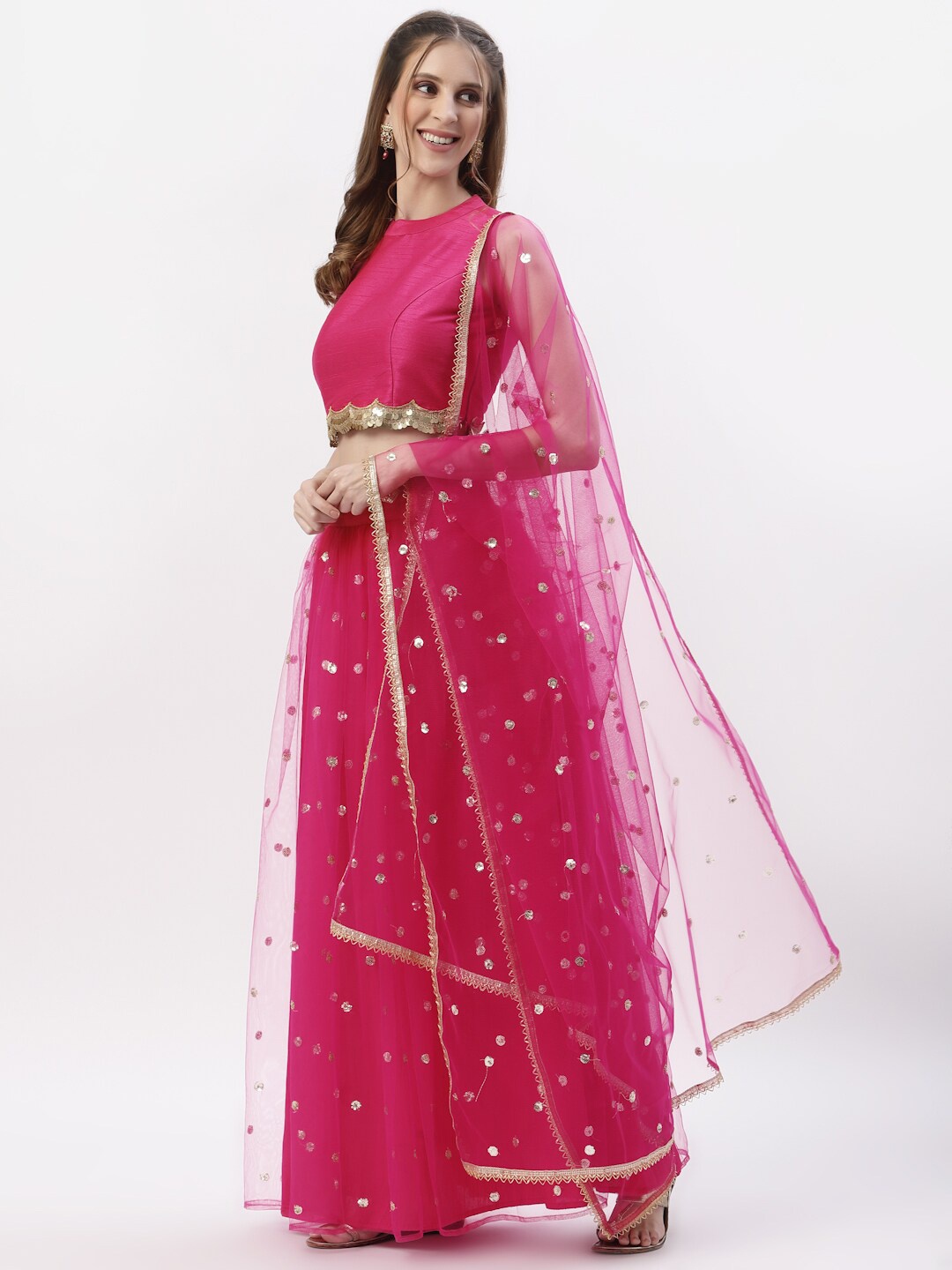 

studio rasa Sequin Embroidered Ready to Wear Lehenga & Blouse With Dupatta, Pink