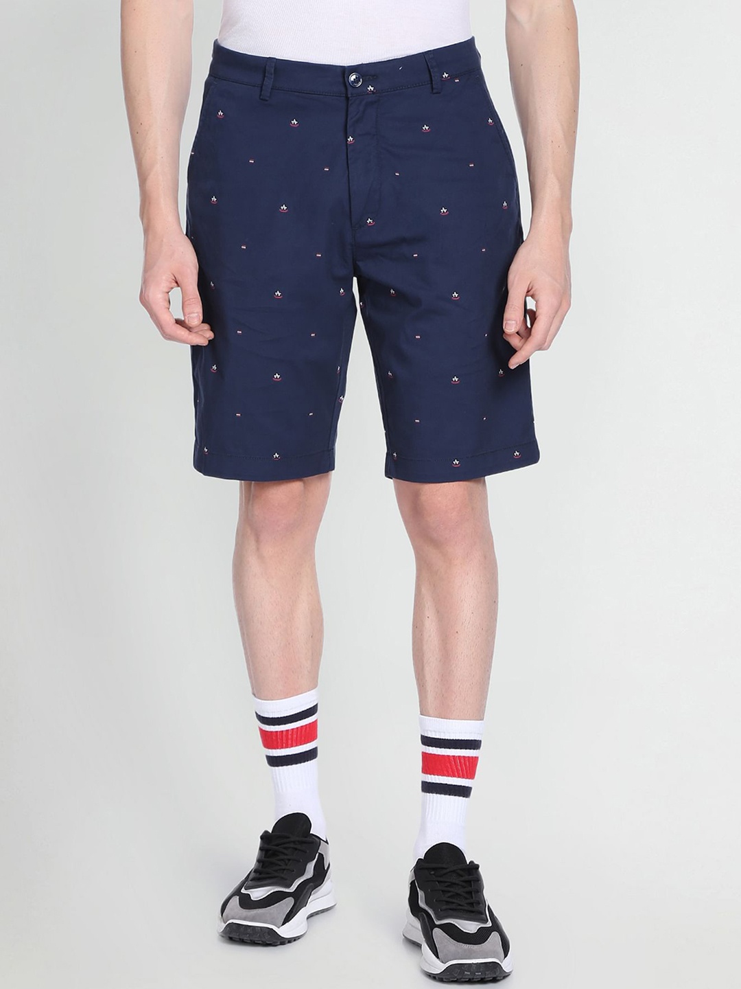 

Arrow Sport Men Mid-Rise Printed Shorts, Navy blue