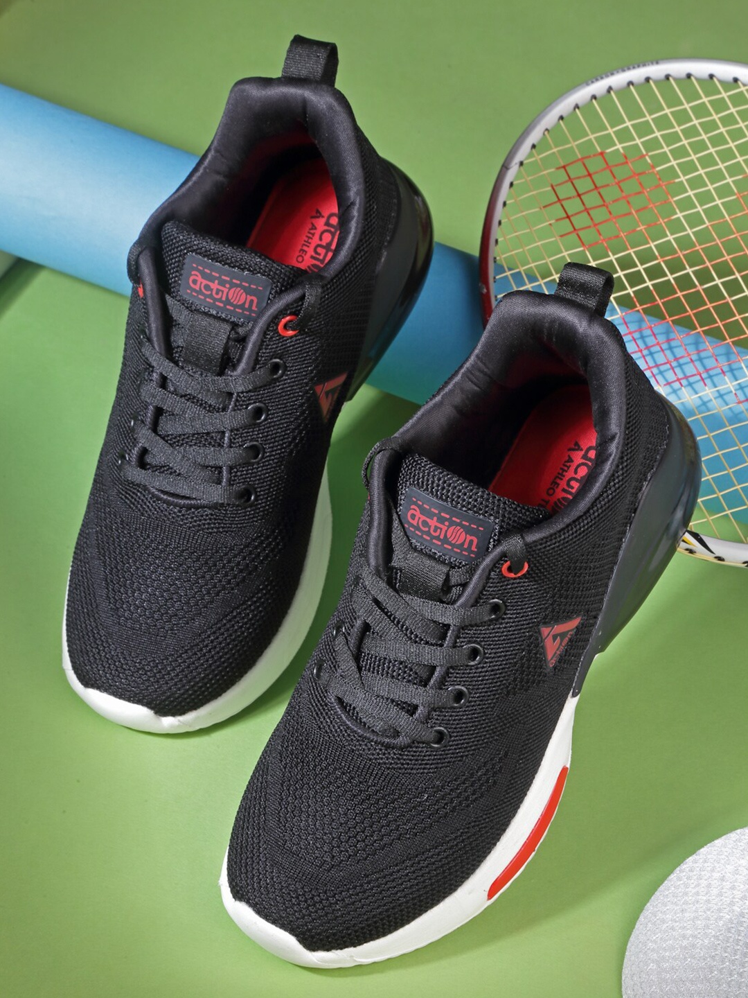 

Action Kids Mesh Running Non-Marking Sports Shoes, Black